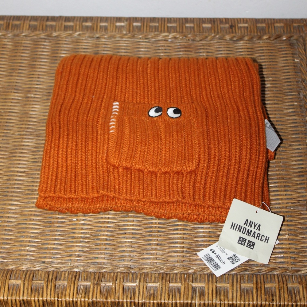 Anya Hindmarch x UNIQLO Ribbed Knit Scarf – Ginger Orange – NWT